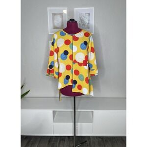 Moonlight Fashion Design Tunic Top‎ Women's Small Artsy Polka Dots Asymmetric